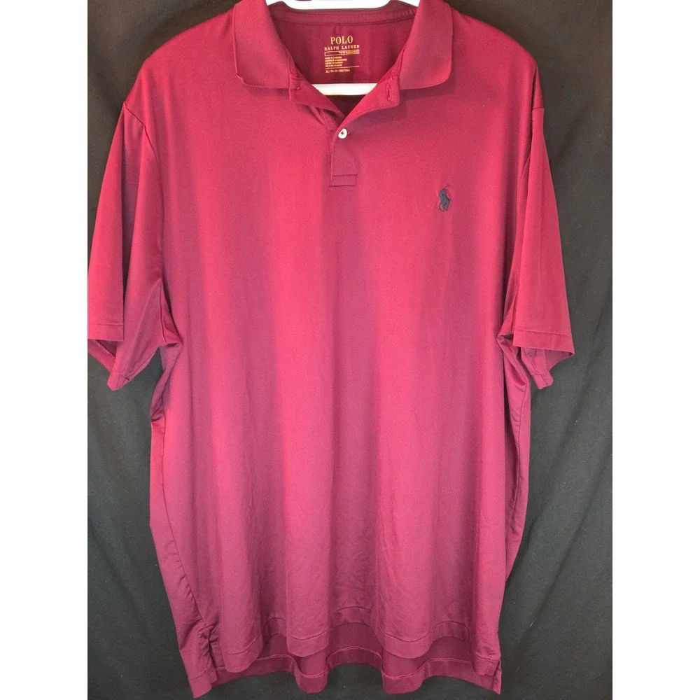 Polo Ralph Lauren Performance Polo Shirt Mens XL Short Sleeve Burgundy Pony Logo